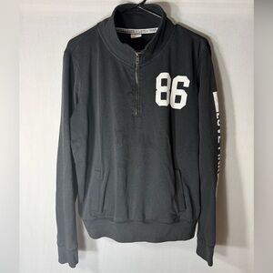 Victoria's Secret Black Zip-Up Sweater with White Details